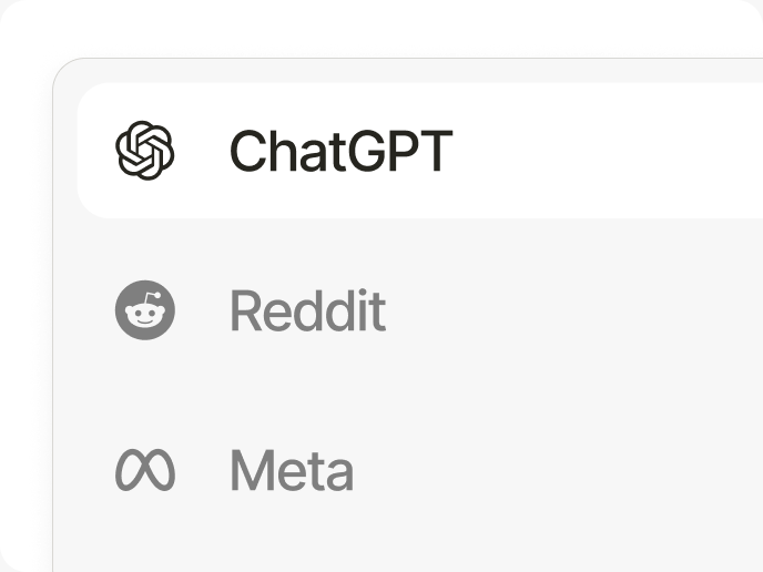 One view across ChatGPT, Reddit, and Meta feature illustration